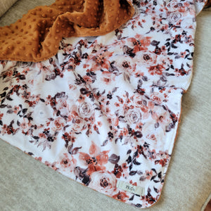 Minky Crib Blanket - Rust Floral
