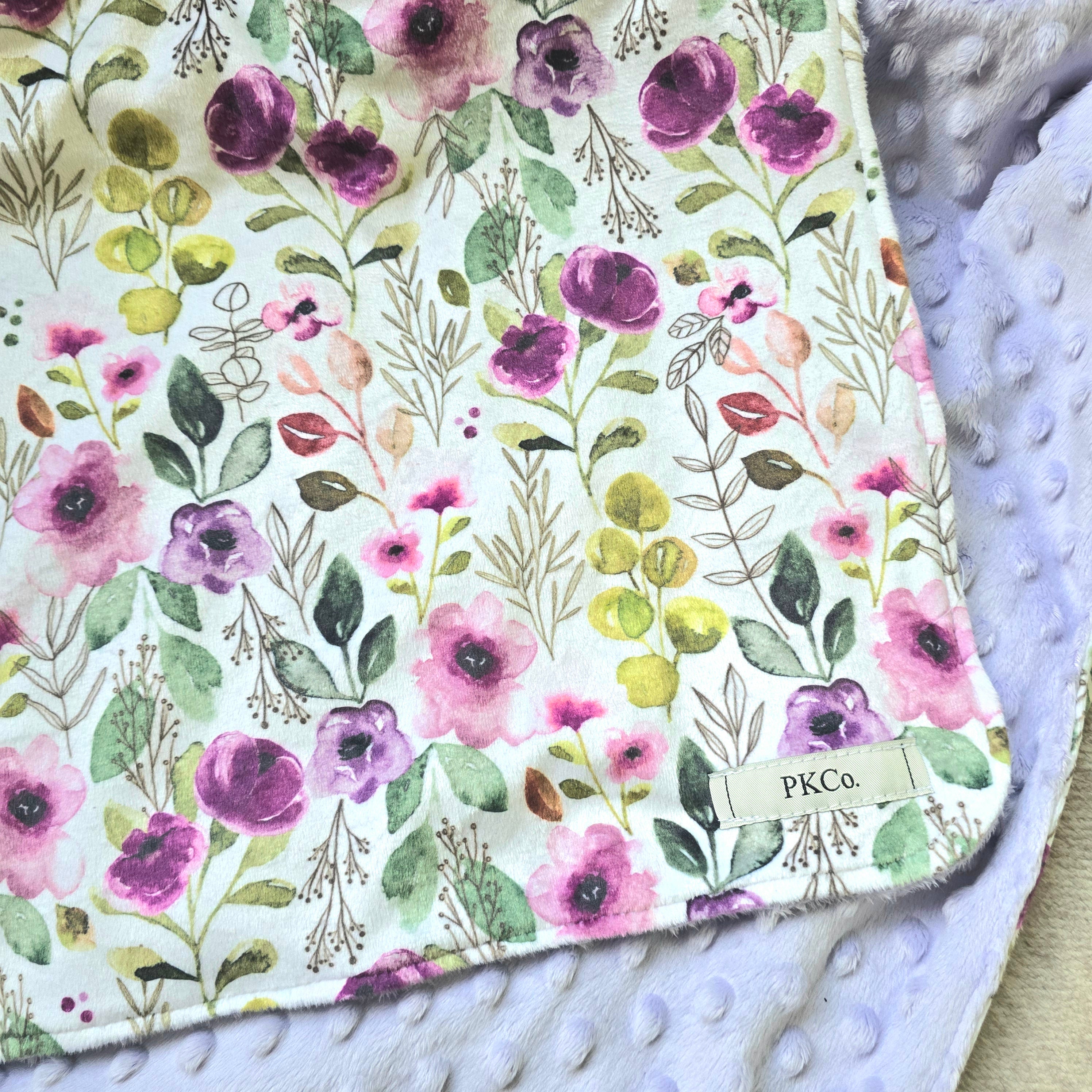 Minky Lovey Blanket - Lavender Gardens