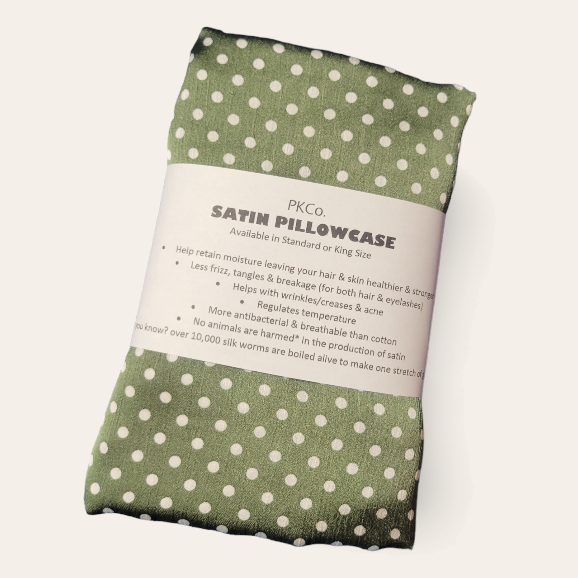 Satin Pillowcase - Olive Dots