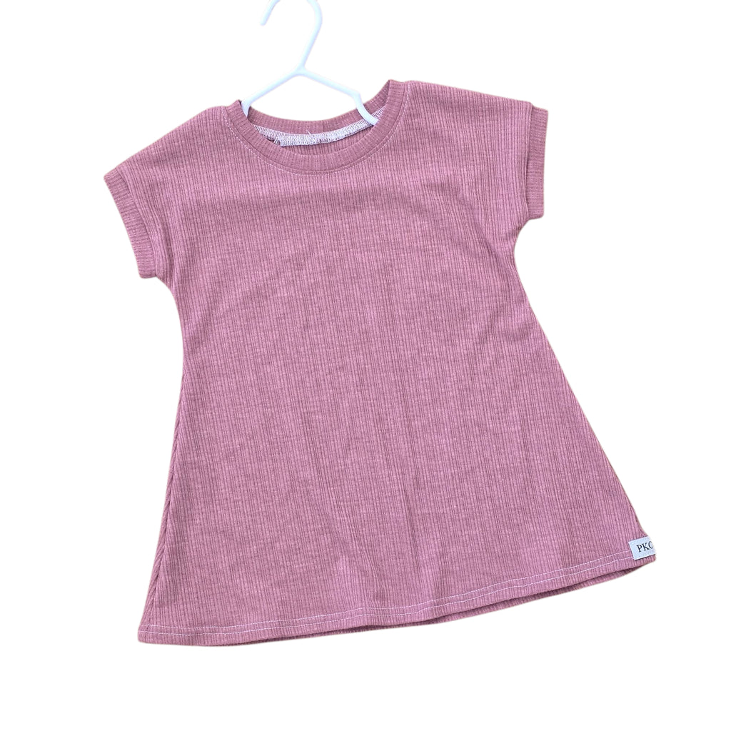 T Shirt Dress - Pink Rib