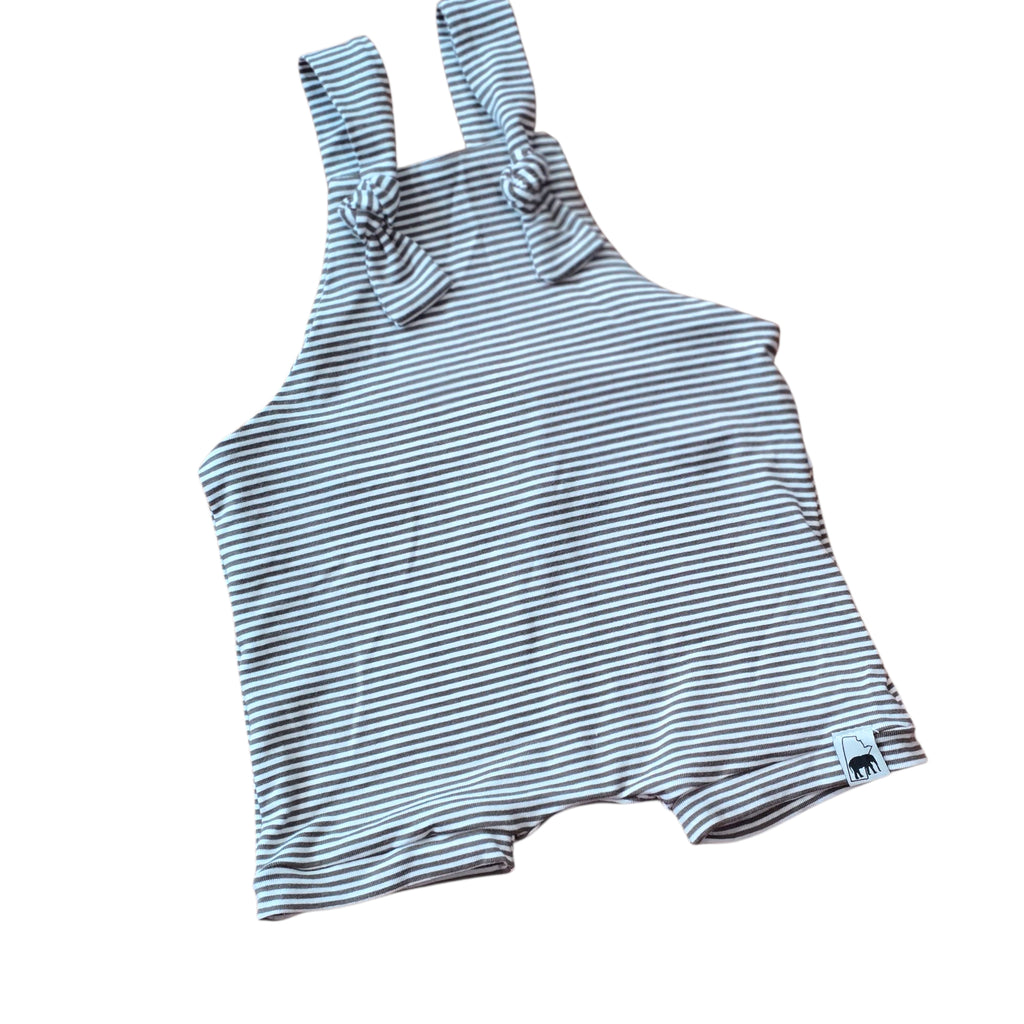 Shorty Overalls - Olive Stripe
