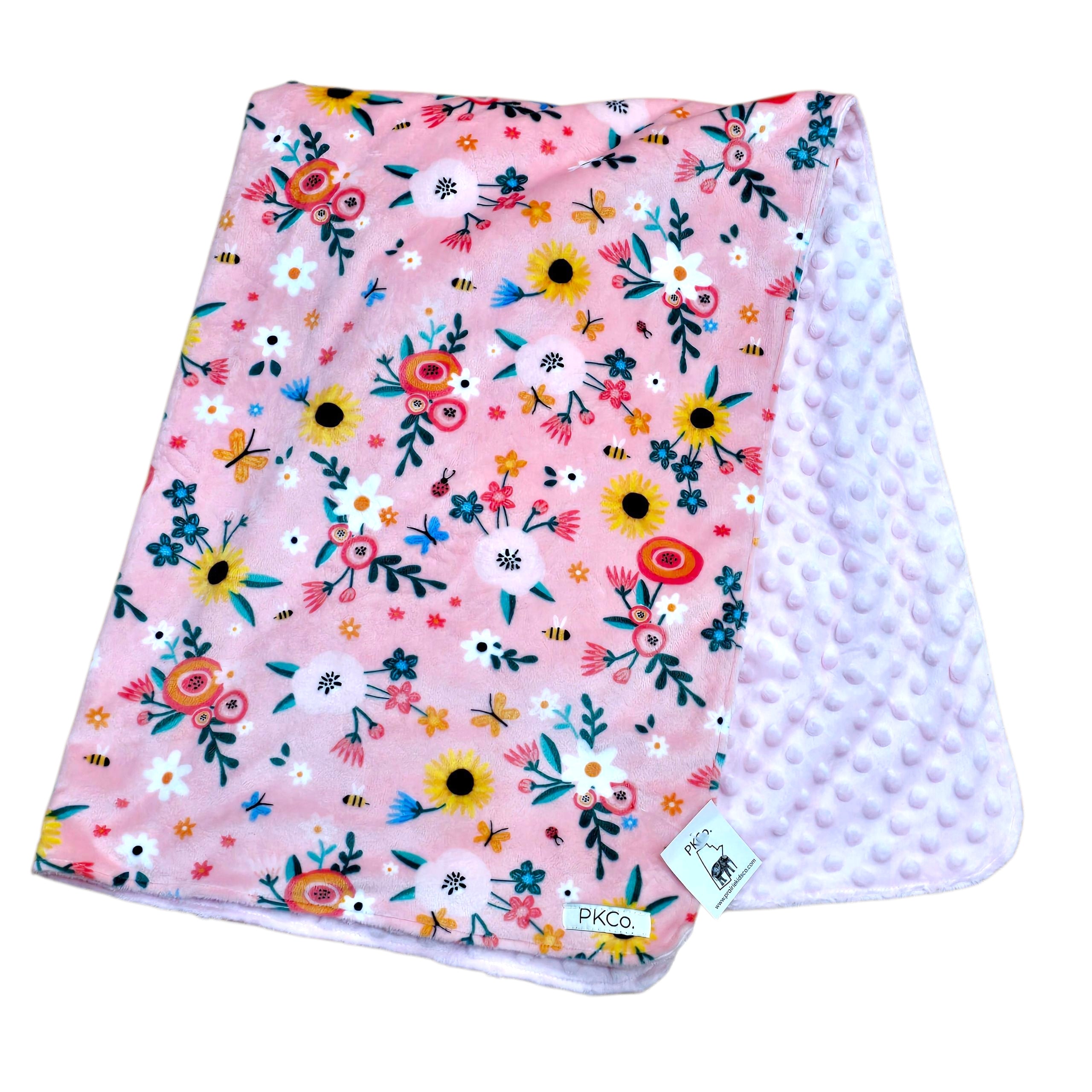 Minky Crib Blanket - Pink Floral