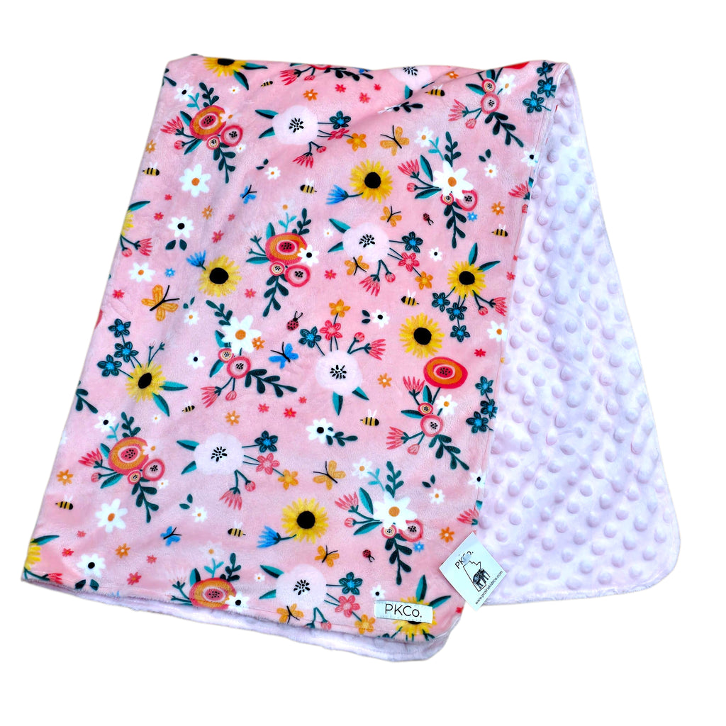Minky Crib Blanket - Pink Floral